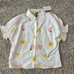 White Floral Women's Top